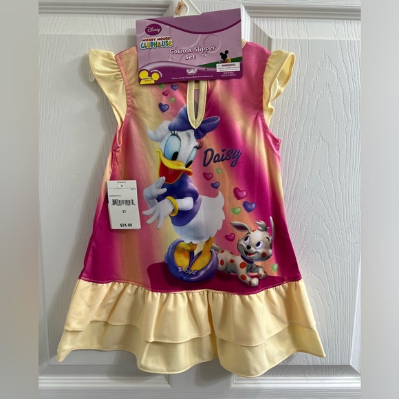 Mickey Mouse club house girls 2t nightgown and slipper set - Picture 1 of 3